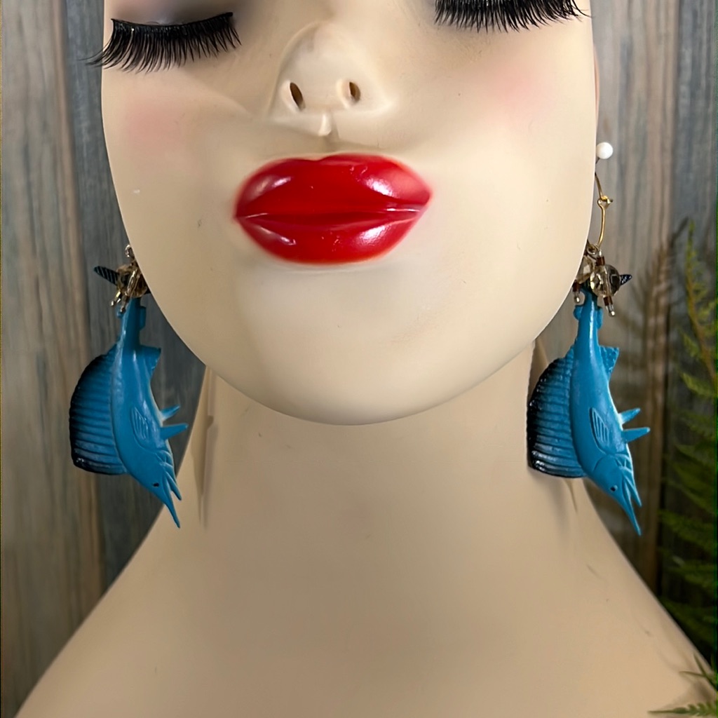 Adorned Crown Artisan Assemblage Aquarium Collection Marlin Earrings 22$